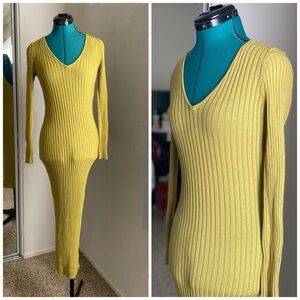 Hera Collection Vibrant Red Bodycon Ribbed Knit Dress Size M